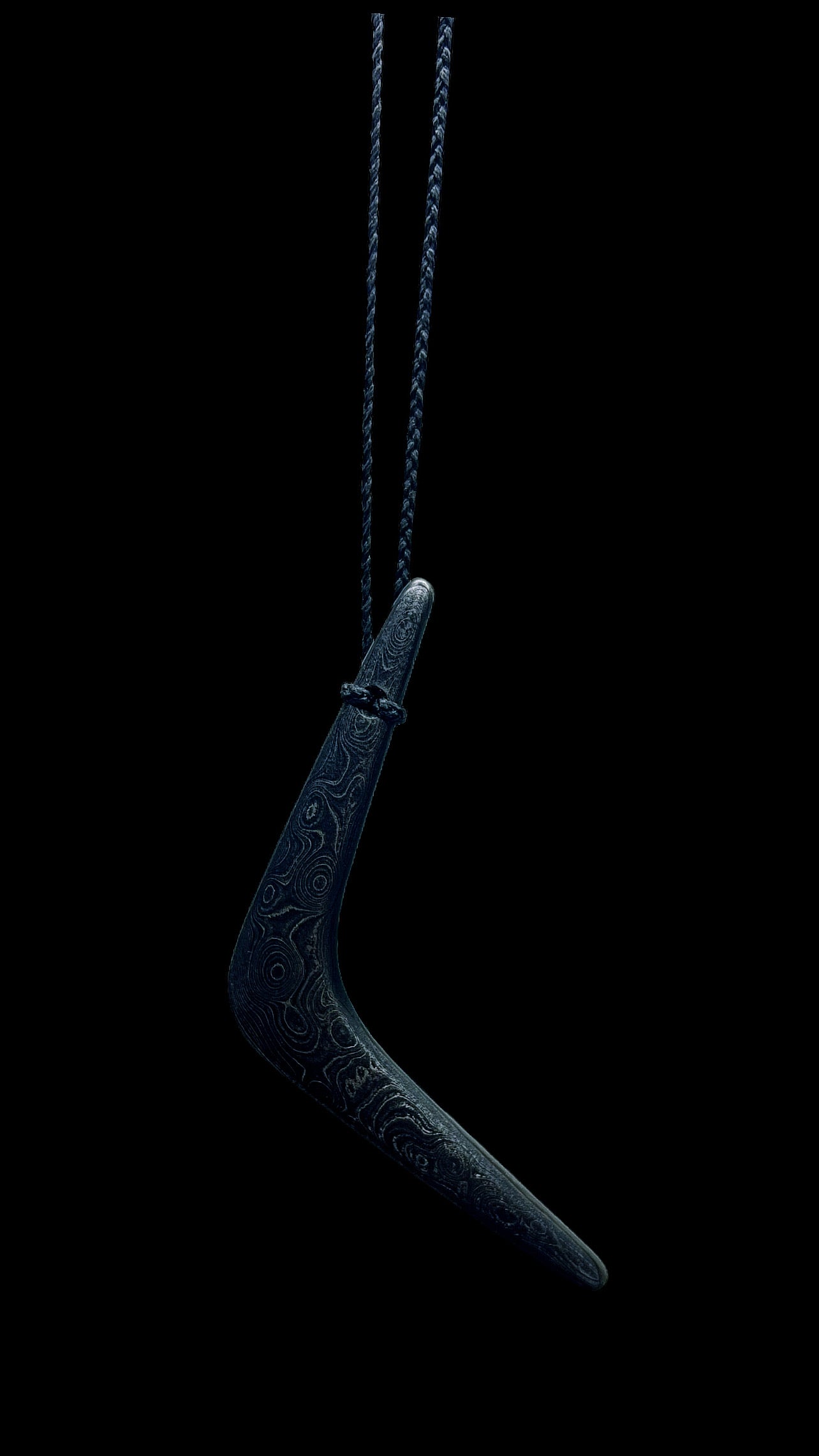 Damascus Steel Boomerang Pendant